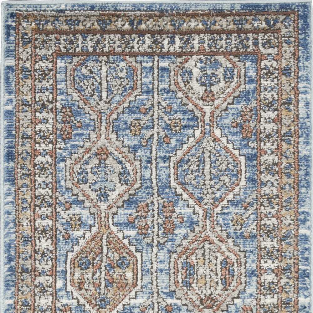 2' X 4' Blue Southwestern Power Loom Non Skid Area Rug - Homeroots - Flyclothing LLC
