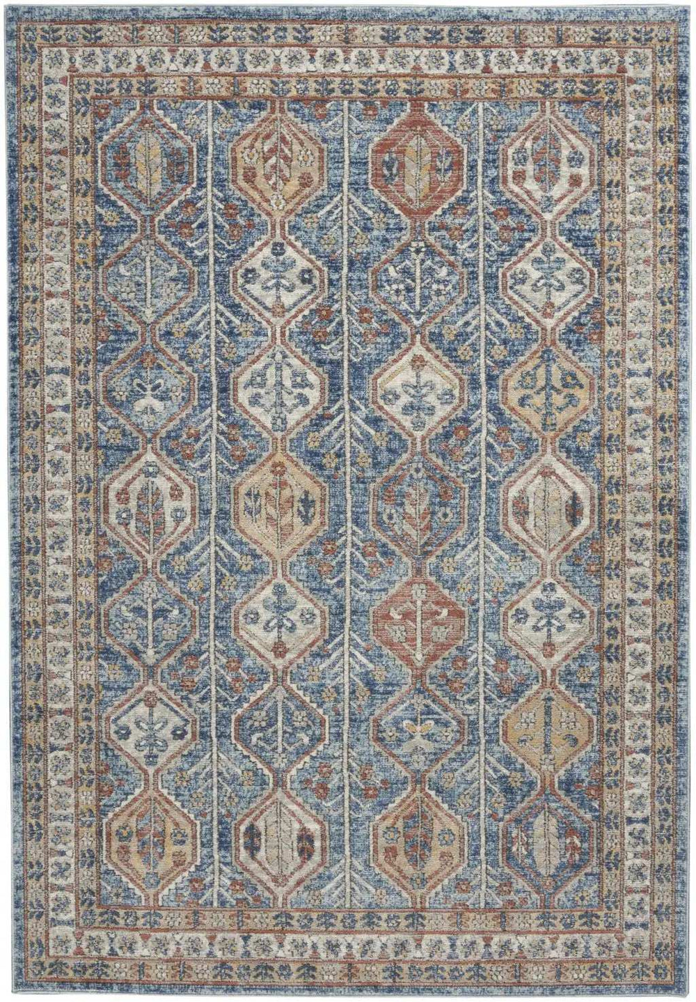 4' X 6' Blue Southwestern Power Loom Non Skid Area Rug - Homeroots - Flyclothing LLC