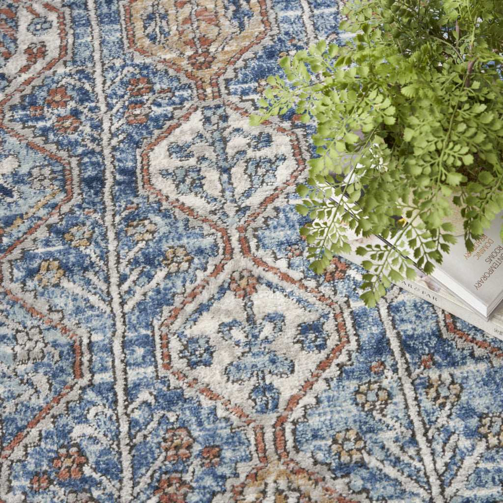 4' X 6' Blue Southwestern Power Loom Non Skid Area Rug - Homeroots - Flyclothing LLC