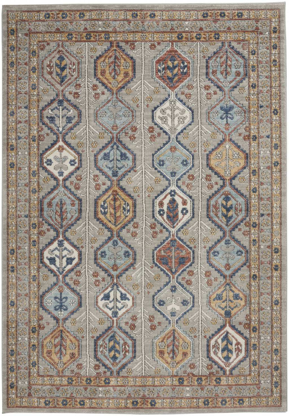 4' X 6' Grey Southwestern Power Loom Non Skid Area Rug - Homeroots - Flyclothing LLC