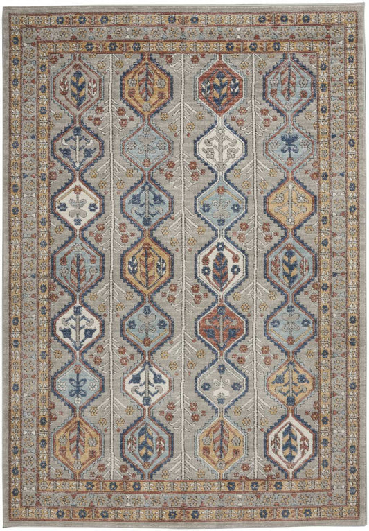 4' X 6' Grey Southwestern Power Loom Non Skid Area Rug - Homeroots - Flyclothing LLC