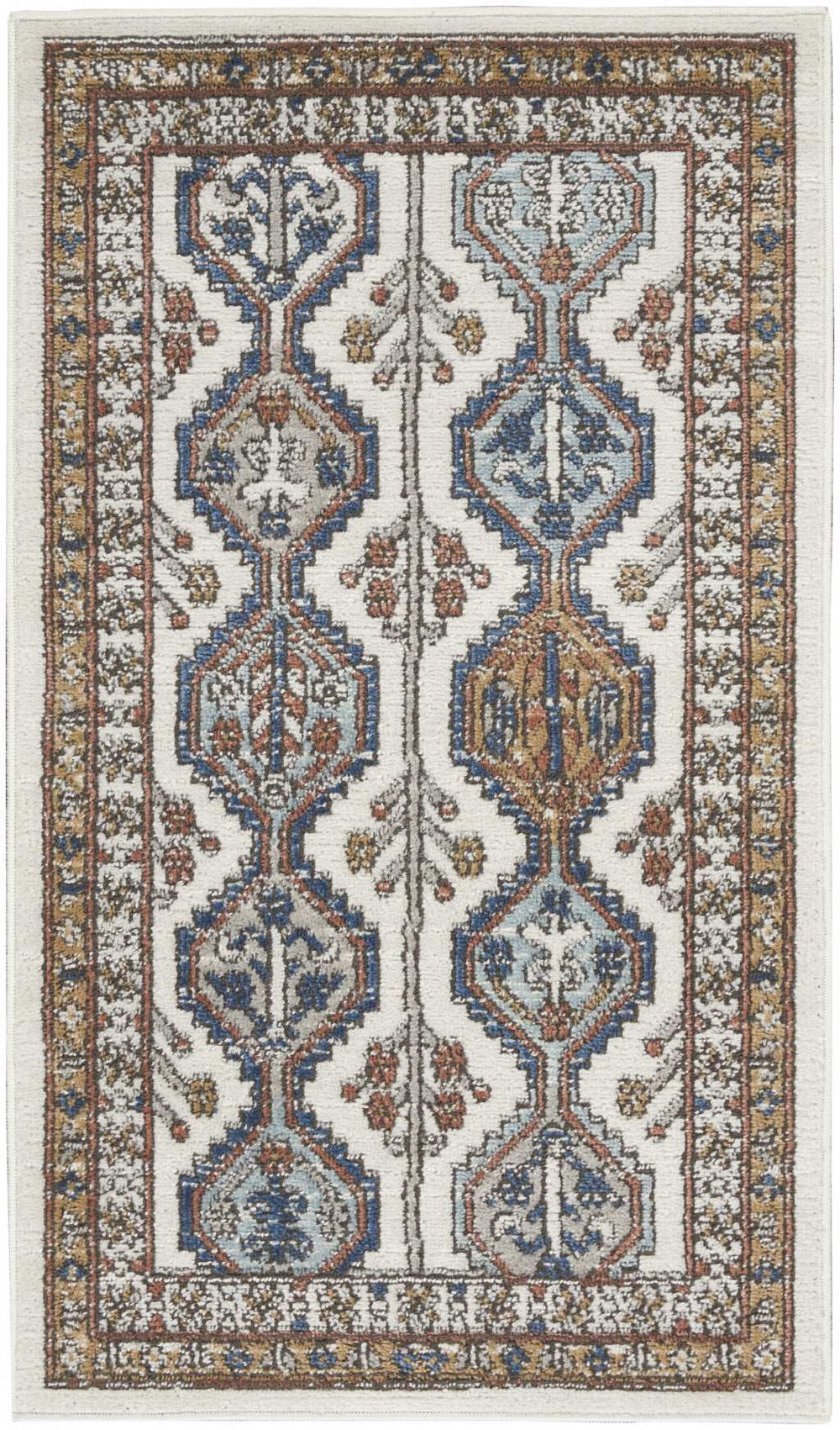 2' X 4' Ivory Southwestern Power Loom Non Skid Area Rug - Homeroots - Flyclothing LLC