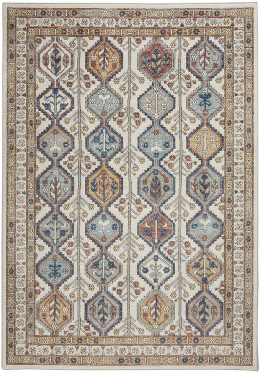 4' X 6' Ivory Southwestern Power Loom Non Skid Area Rug - Homeroots - Flyclothing LLC