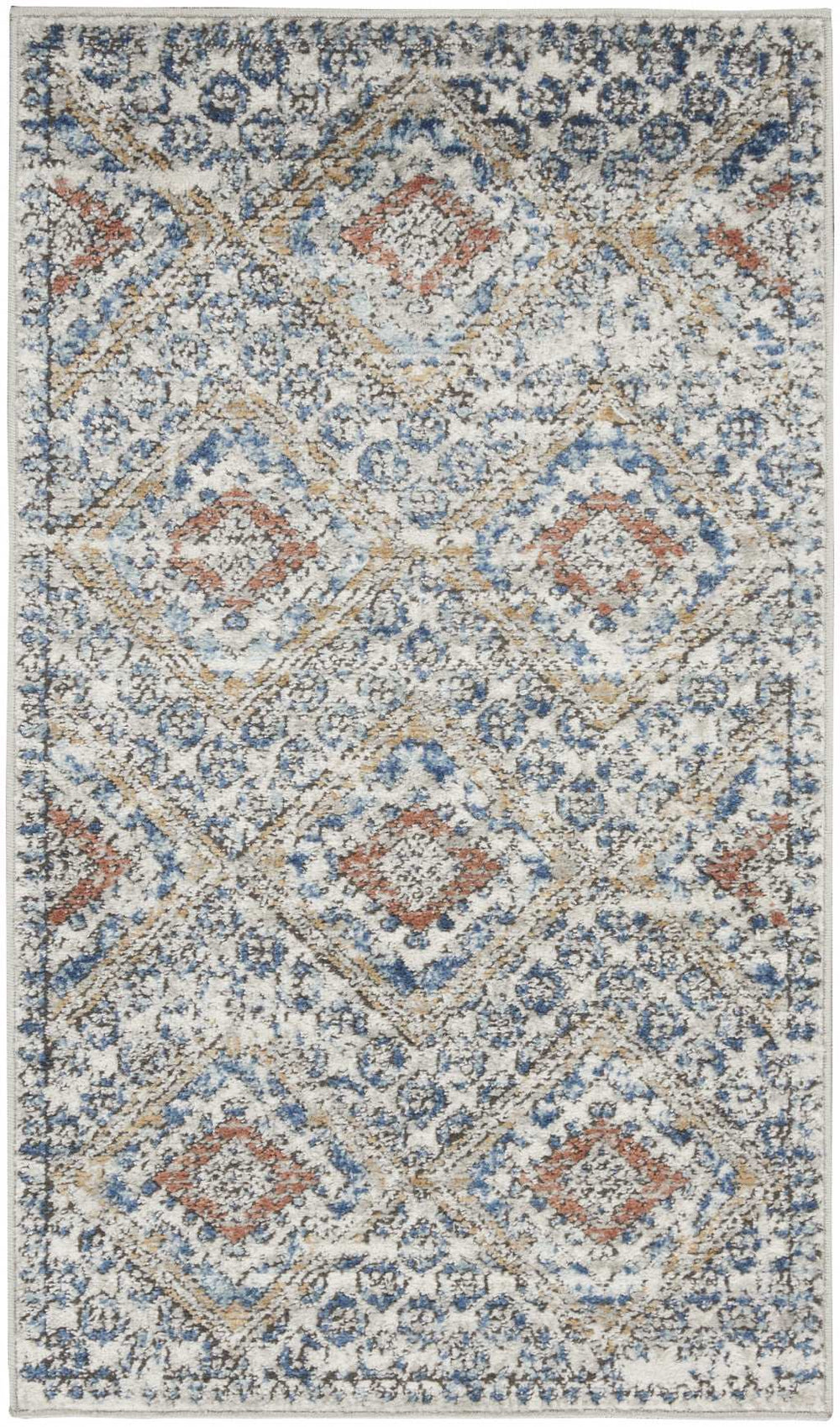 2' X 4' Blue And Ivory Southwestern Power Loom Non Skid Area Rug - Homeroots - Flyclothing LLC