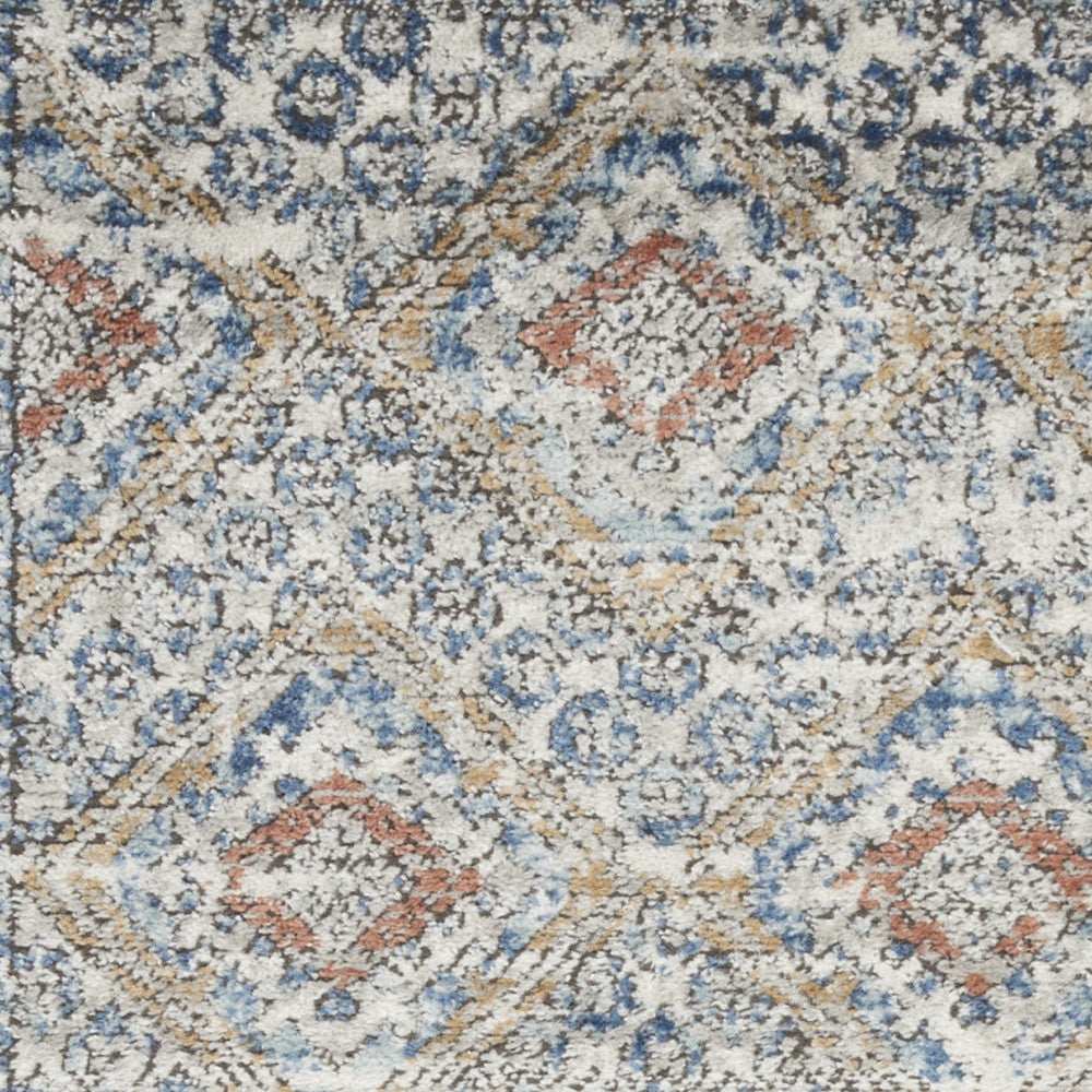 2' X 4' Blue And Ivory Southwestern Power Loom Non Skid Area Rug - Homeroots - Flyclothing LLC