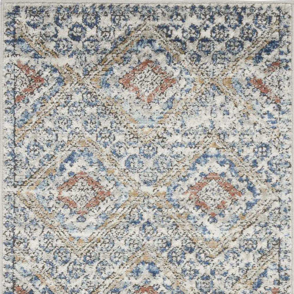 2' X 4' Blue And Ivory Southwestern Power Loom Non Skid Area Rug - Homeroots - Flyclothing LLC