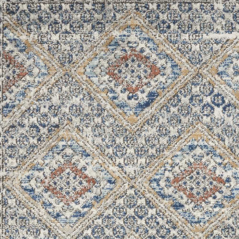 3' X 5' Blue And Ivory Southwestern Power Loom Non Skid Area Rug - Homeroots - Flyclothing LLC