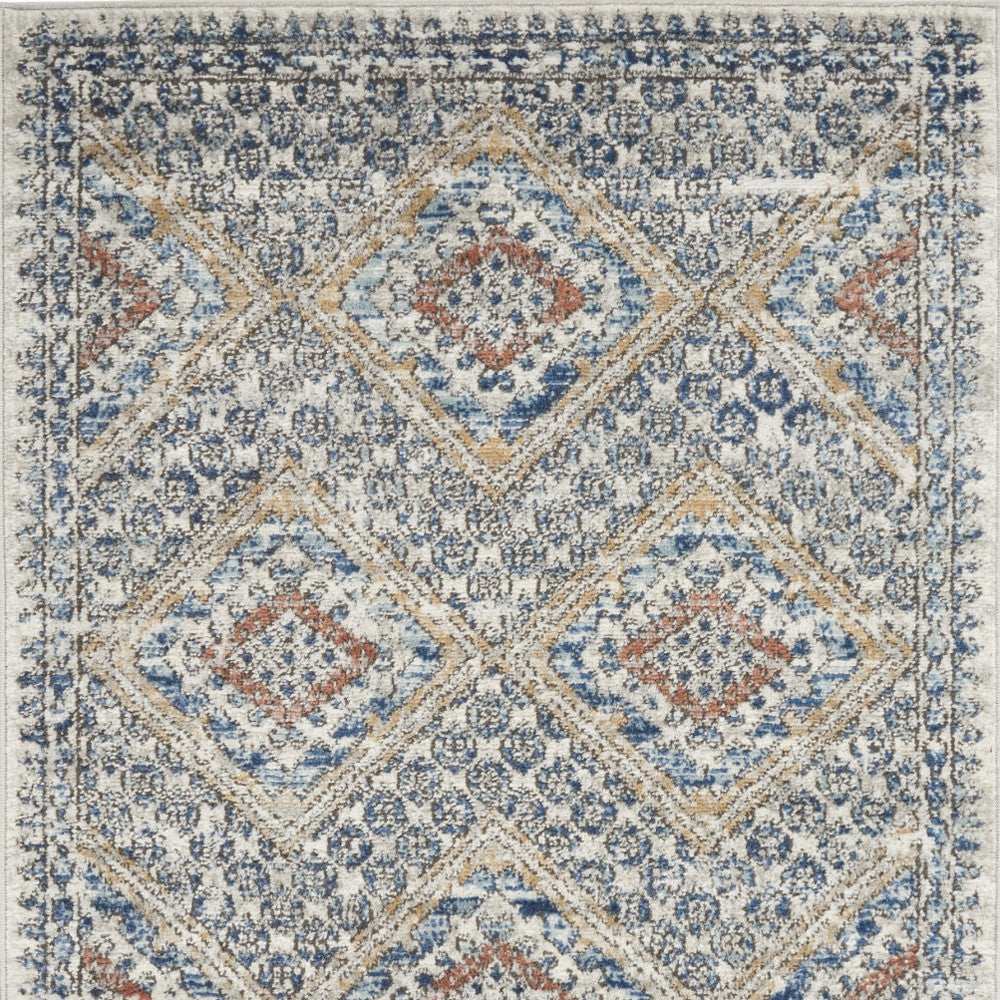 3' X 5' Blue And Ivory Southwestern Power Loom Non Skid Area Rug - Homeroots - Flyclothing LLC