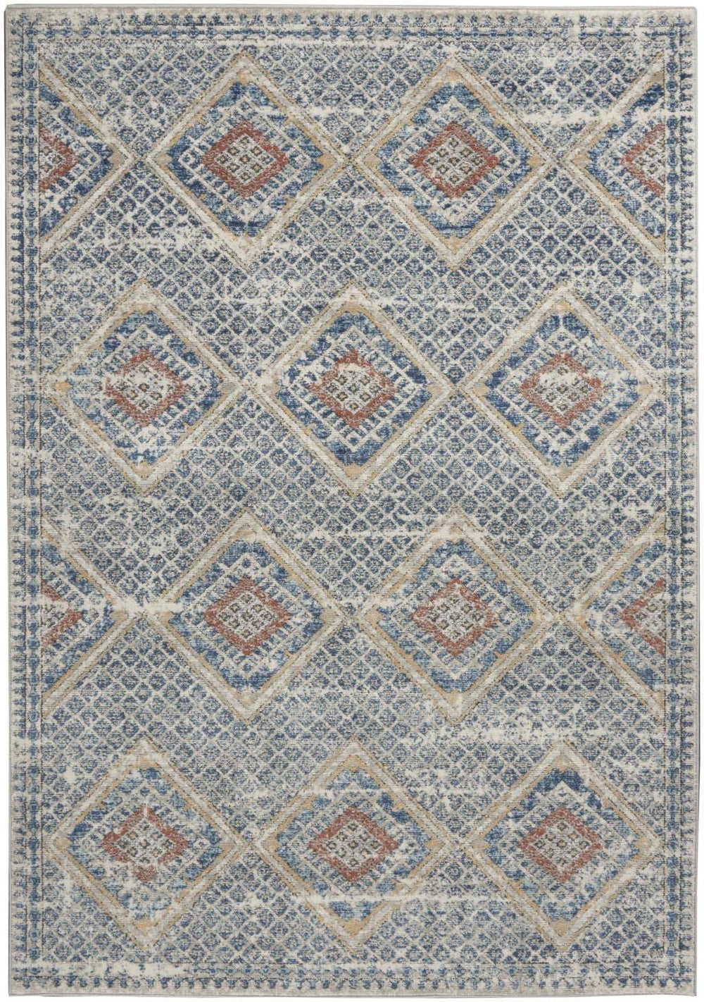 4' X 6' Blue And Ivory Southwestern Power Loom Non Skid Area Rug - Homeroots - Flyclothing LLC