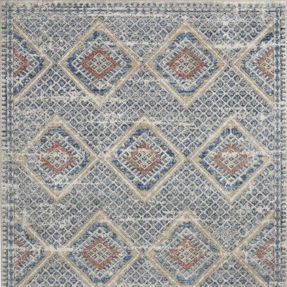 4' X 6' Blue And Ivory Southwestern Power Loom Non Skid Area Rug - Homeroots - Flyclothing LLC