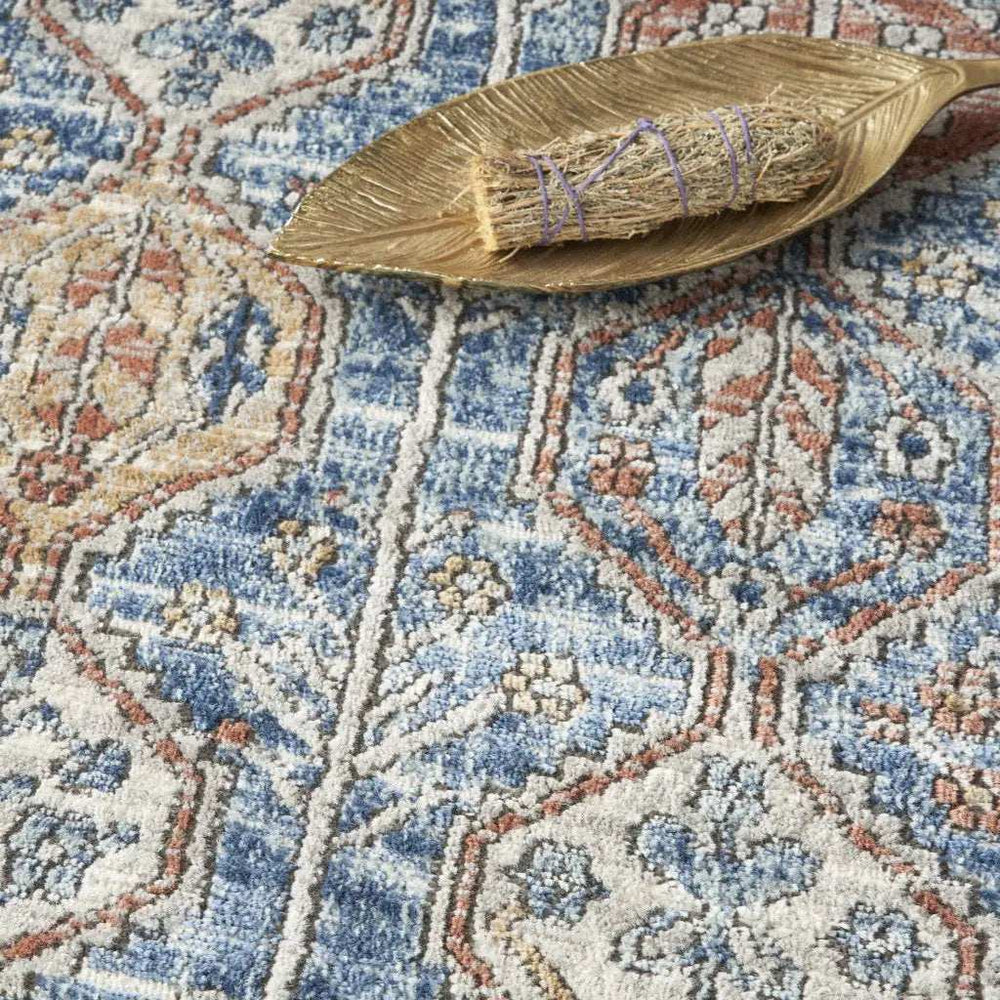 4' X 6' Blue And Ivory Southwestern Power Loom Non Skid Area Rug - Homeroots - Flyclothing LLC