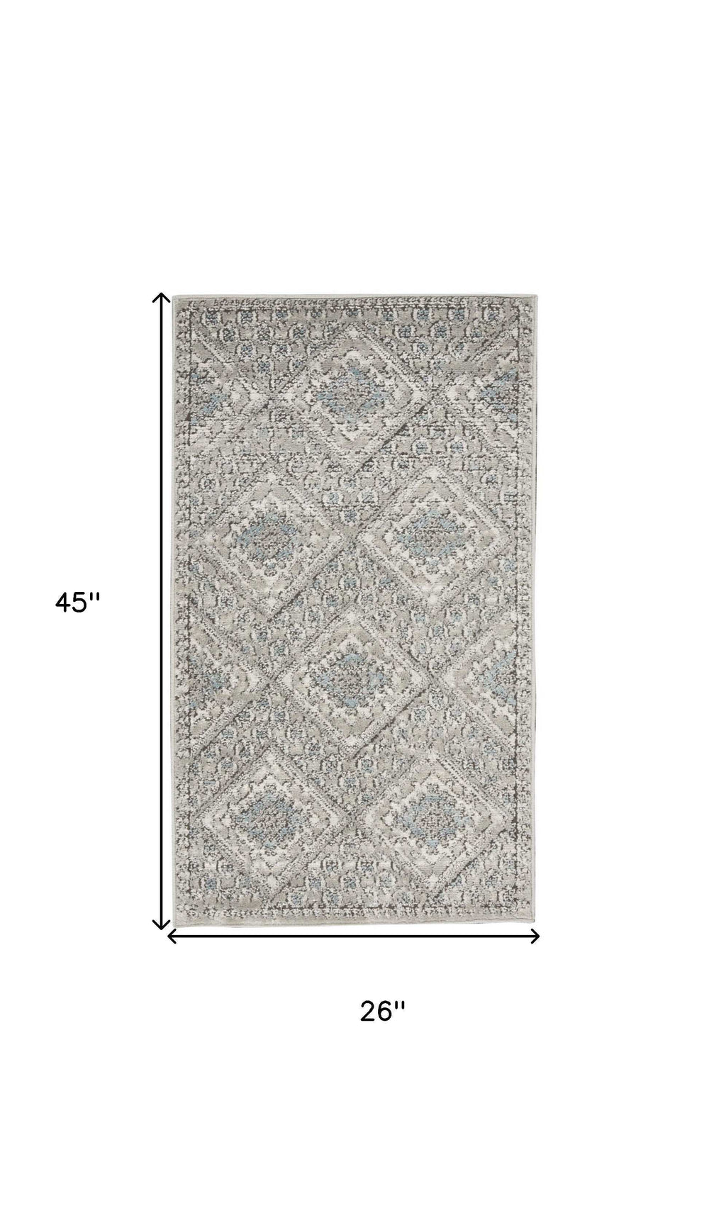 2' X 4' Grey Ivory And Blue Southwestern Power Loom Non Skid Area Rug - Homeroots - Flyclothing LLC