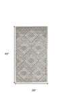 2' X 4' Grey Ivory And Blue Southwestern Power Loom Non Skid Area Rug - Homeroots - Flyclothing LLC