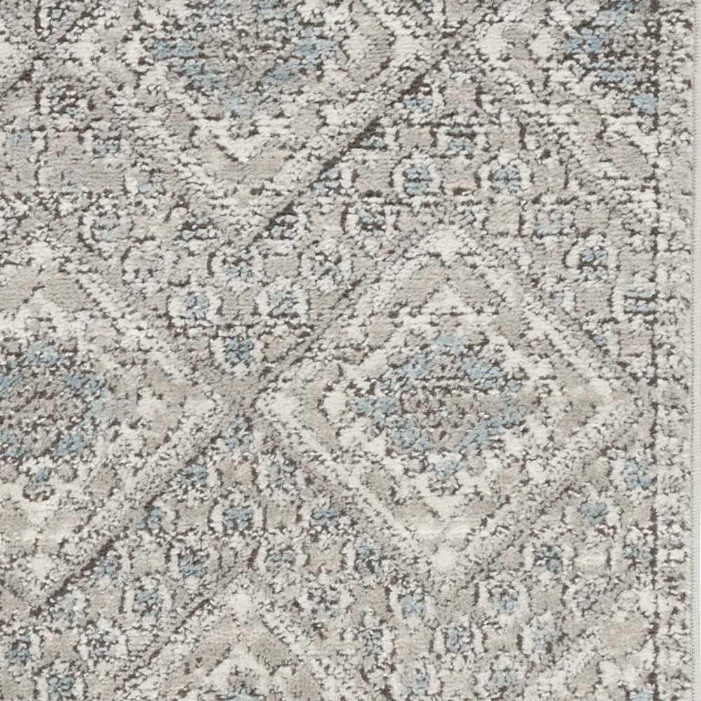 2' X 4' Grey Ivory And Blue Southwestern Power Loom Non Skid Area Rug - Homeroots - Flyclothing LLC