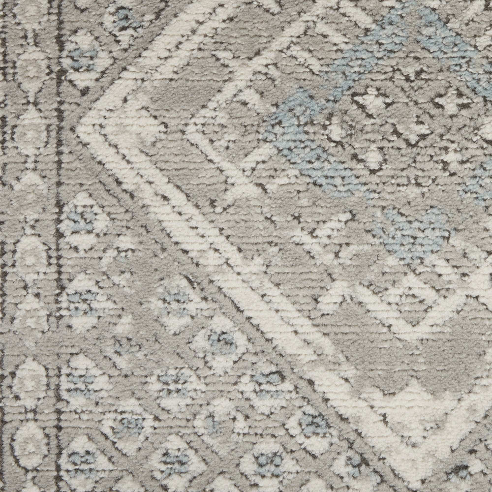 2' X 4' Grey Ivory And Blue Southwestern Power Loom Non Skid Area Rug - Homeroots - Flyclothing LLC