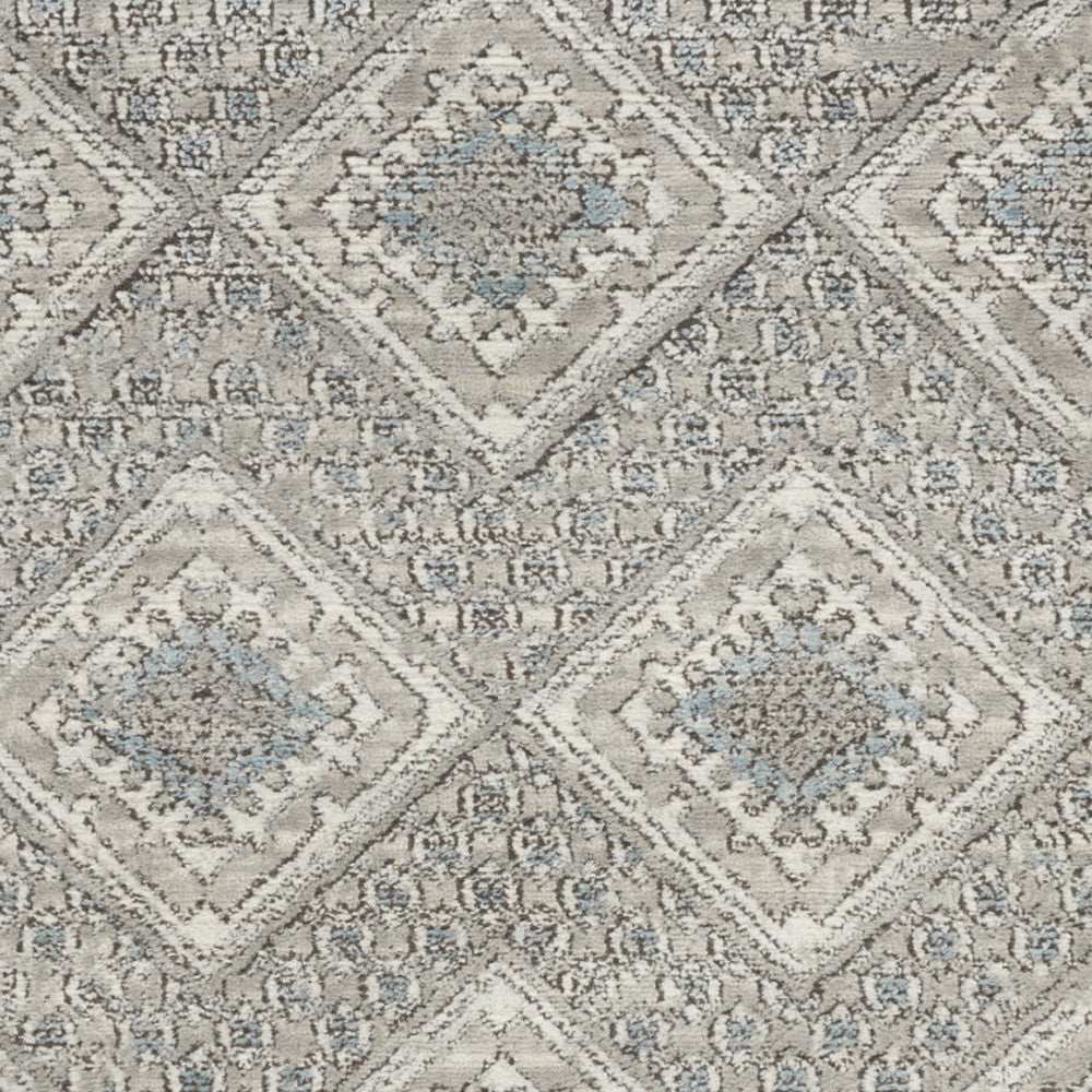 3' X 5' Grey Ivory And Blue Southwestern Power Loom Non Skid Area Rug - Homeroots - Flyclothing LLC