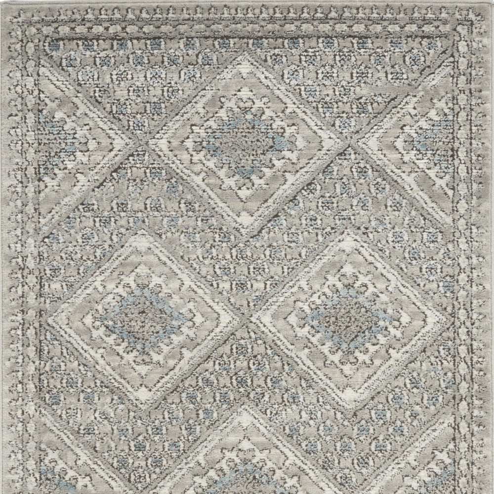 3' X 5' Grey Ivory And Blue Southwestern Power Loom Non Skid Area Rug - Homeroots - Flyclothing LLC