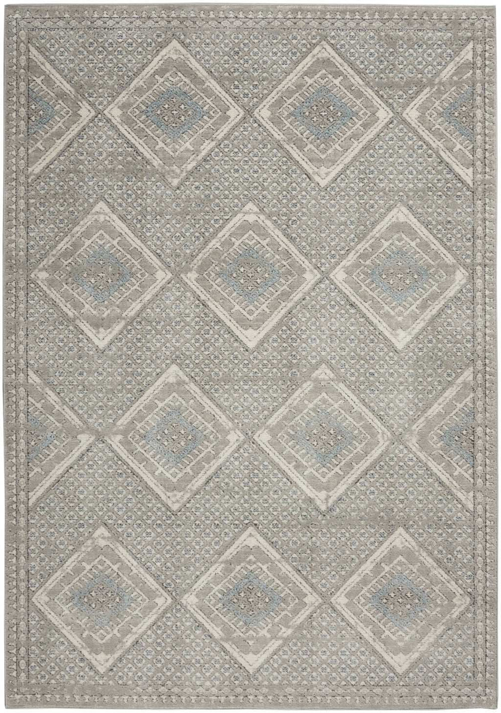 4' X 6' Grey Ivory And Blue Southwestern Power Loom Non Skid Area Rug - Homeroots - Flyclothing LLC
