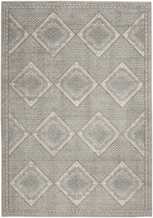 4' X 6' Grey Ivory And Blue Southwestern Power Loom Non Skid Area Rug - Homeroots - Flyclothing LLC