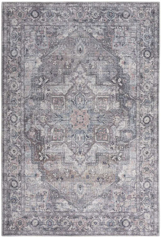 4' X 6' Grey Oriental Power Loom Distressed Washable Area Rug - Homeroots - Flyclothing LLC