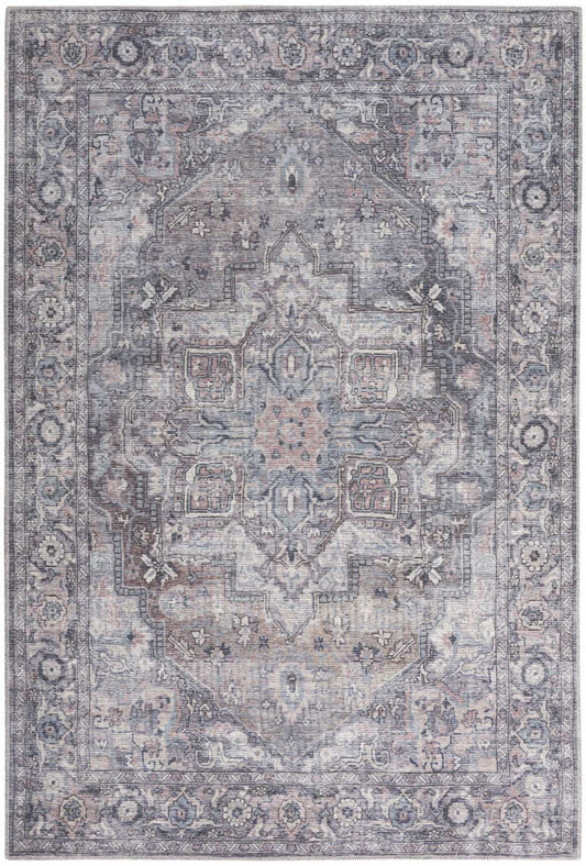 5' X 7' Grey Oriental Power Loom Distressed Washable Area Rug - Homeroots - Flyclothing LLC