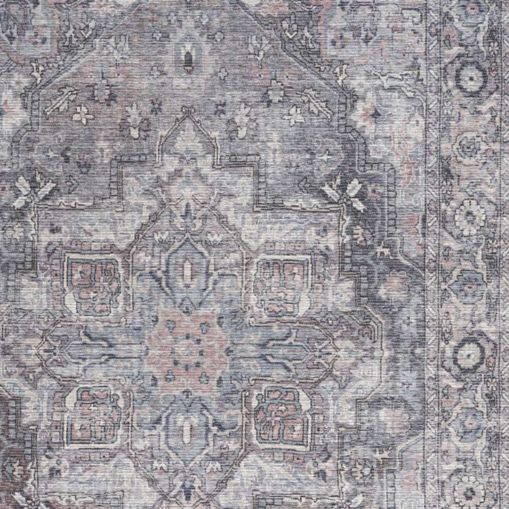 5' X 7' Grey Oriental Power Loom Distressed Washable Area Rug - Homeroots - Flyclothing LLC
