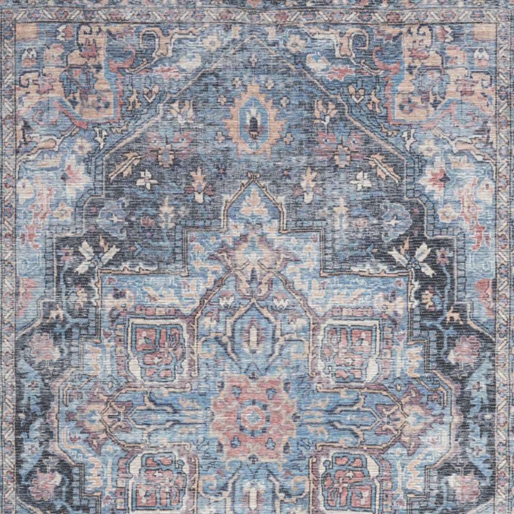 5' X 7' Light Blue Oriental Power Loom Distressed Washable Area Rug - Homeroots - Flyclothing LLC