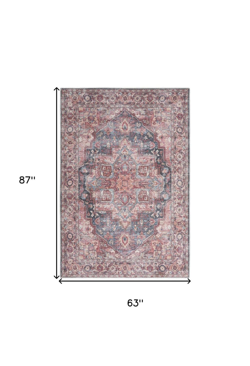 5' X 7' Multicolor Oriental Power Loom Distressed Washable Area Rug - Homeroots - Flyclothing LLC