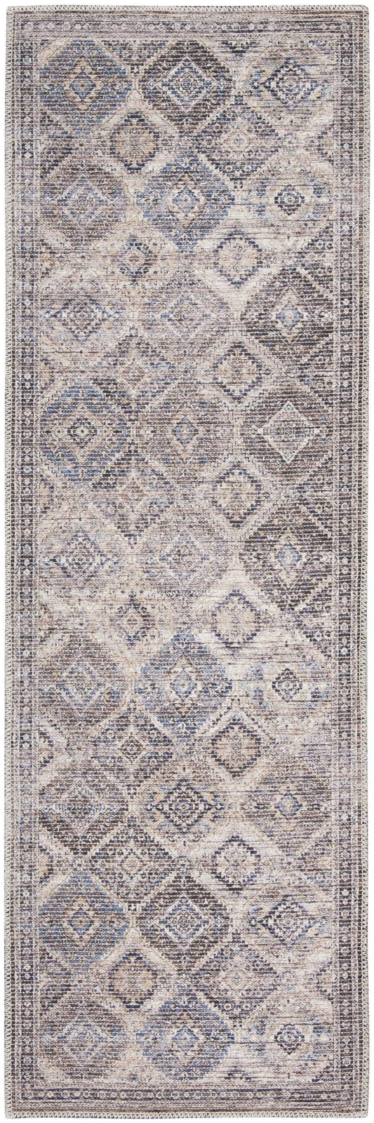 2' X 6' Ivory Latte Oriental Power Loom Distressed Washable Runner Rug - Homeroots - Flyclothing LLC
