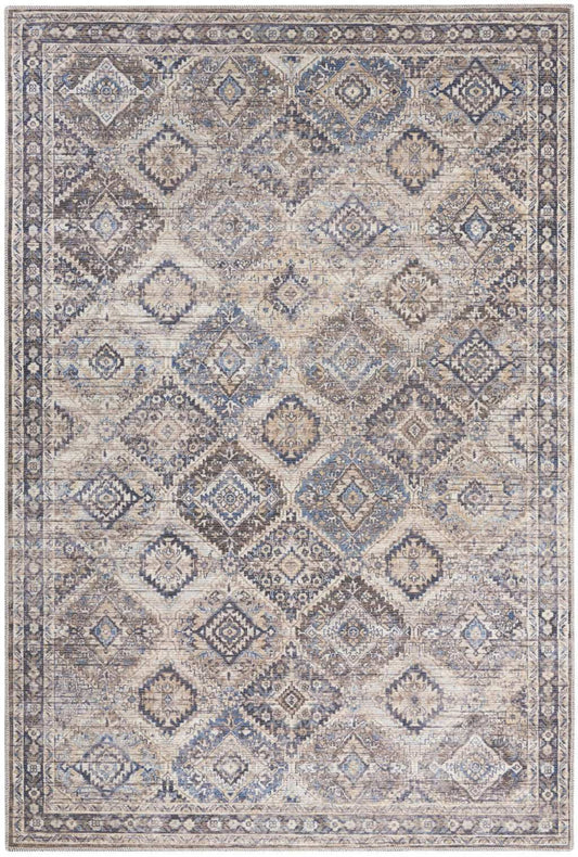 4' X 6' Ivory Latte Oriental Power Loom Distressed Washable Area Rug - Homeroots - Flyclothing LLC