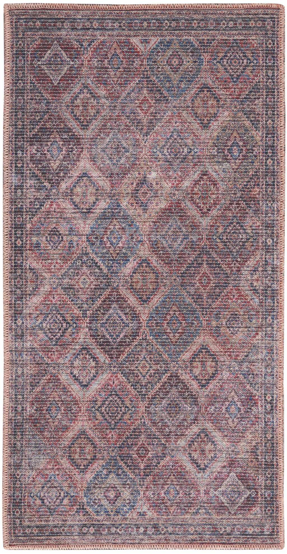2' X 4' Maroon Oriental Power Loom Distressed Washable Area Rug - Homeroots - Flyclothing LLC
