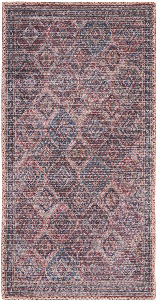 2' X 4' Maroon Oriental Power Loom Distressed Washable Area Rug - Homeroots - Flyclothing LLC