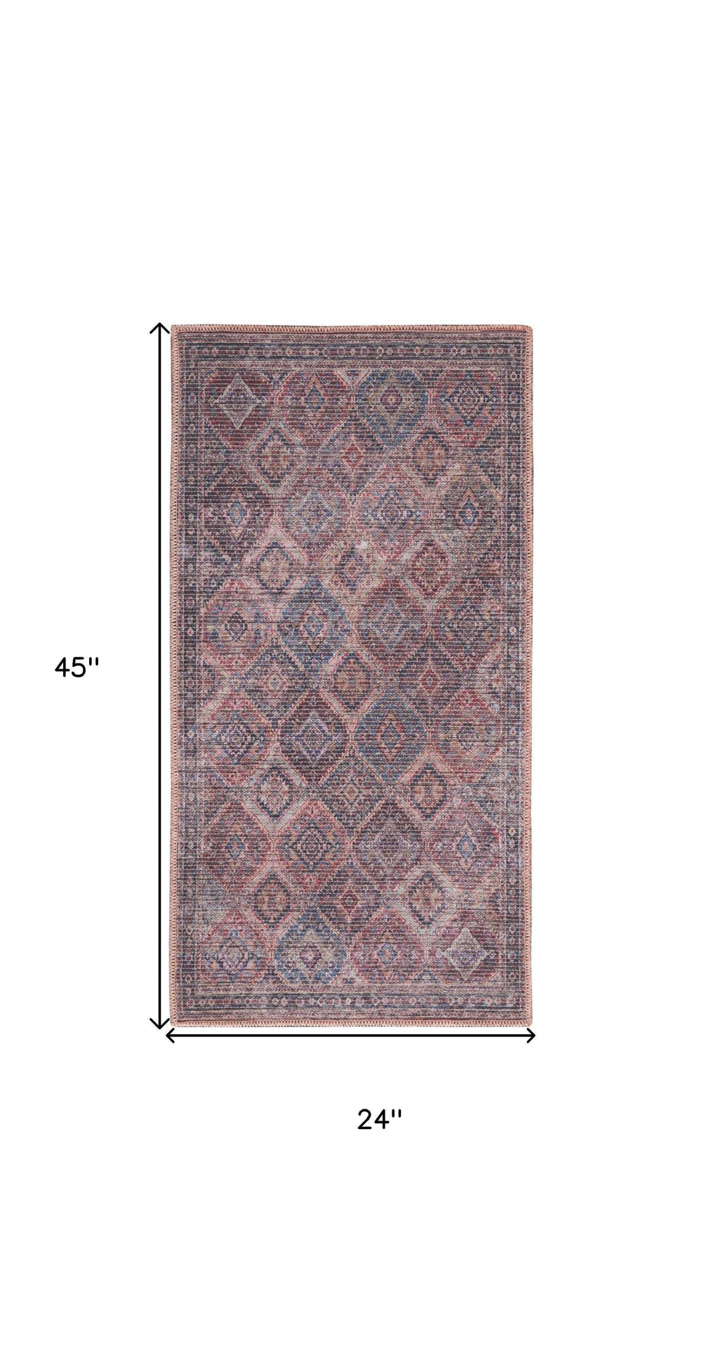 2' X 4' Maroon Oriental Power Loom Distressed Washable Area Rug - Homeroots - Flyclothing LLC