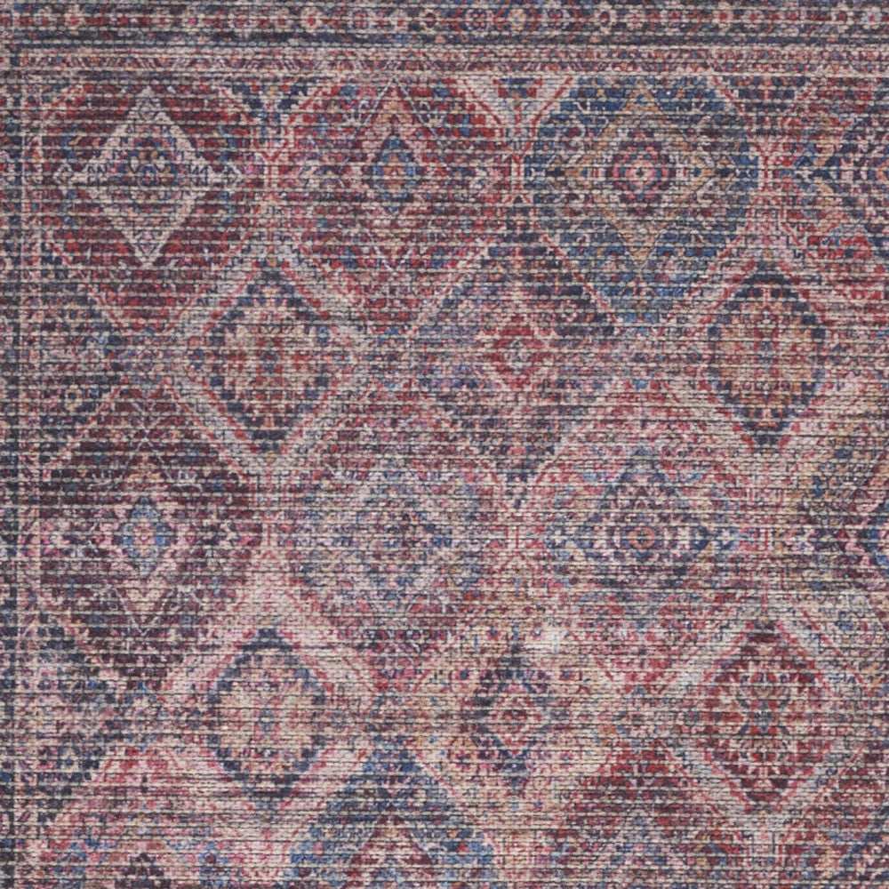 2' X 4' Maroon Oriental Power Loom Distressed Washable Area Rug - Homeroots - Flyclothing LLC