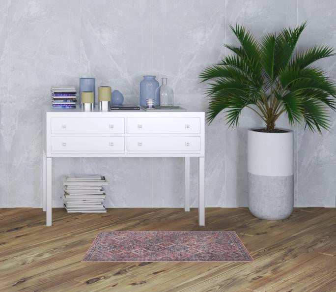 2' X 4' Maroon Oriental Power Loom Distressed Washable Area Rug - Homeroots - Flyclothing LLC