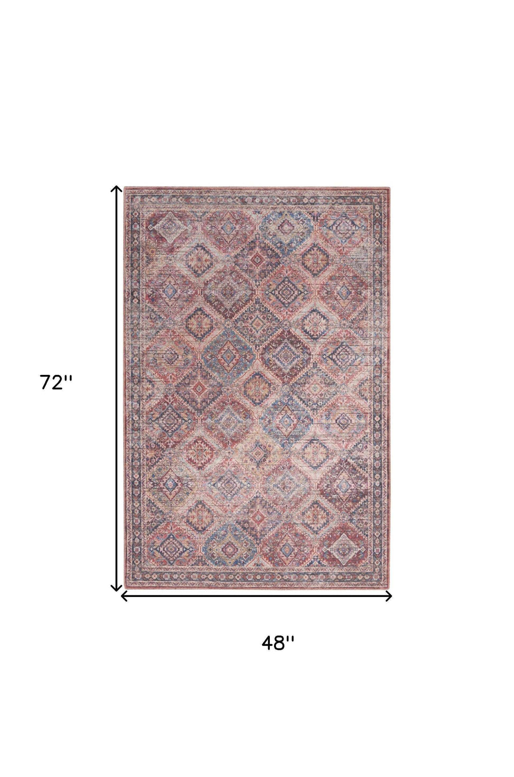 4' X 6' Multicolor Oriental Power Loom Distressed Washable Area Rug - Homeroots - Flyclothing LLC