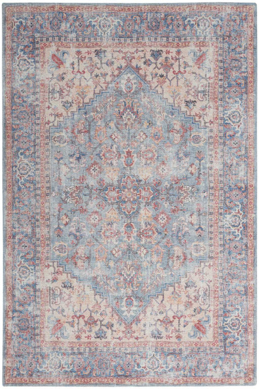 4' X 6' Blue Oriental Power Loom Distressed Washable Area Rug - Homeroots - Flyclothing LLC