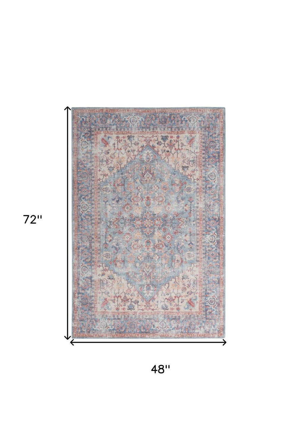 4' X 6' Blue Oriental Power Loom Distressed Washable Area Rug - Homeroots - Flyclothing LLC