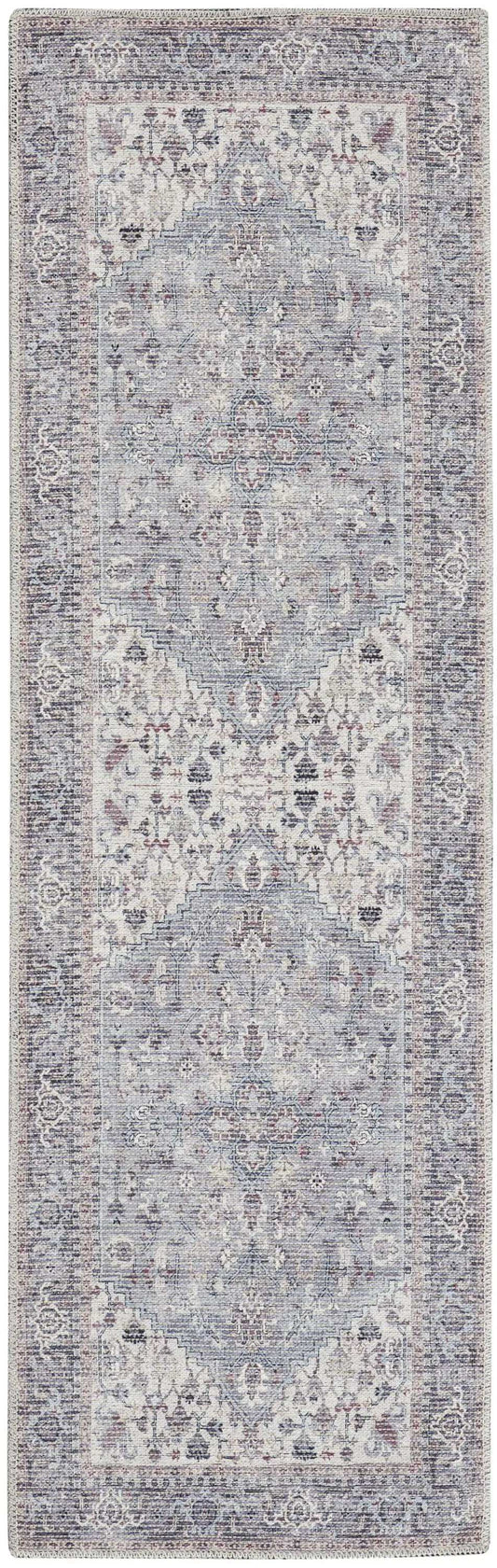 2' X 6' Grey Oriental Power Loom Distressed Washable Runner Rug - Homeroots - Flyclothing LLC