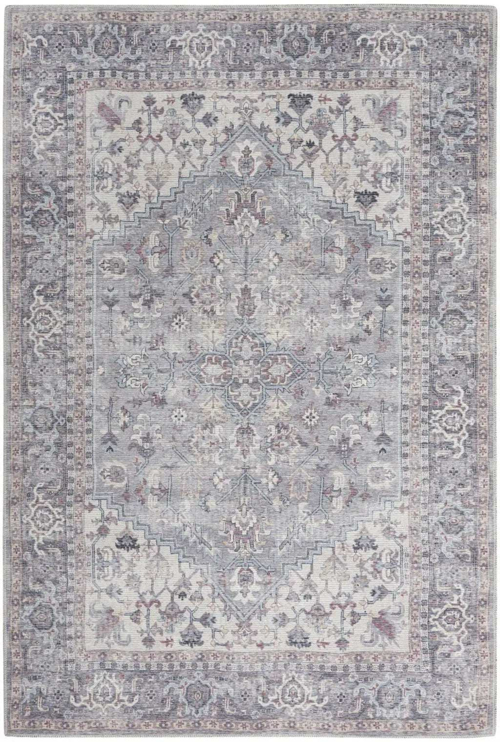 4' X 6' Grey Oriental Power Loom Distressed Washable Area Rug - Homeroots - Flyclothing LLC
