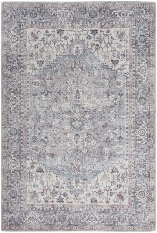 4' X 6' Grey Oriental Power Loom Distressed Washable Area Rug - Homeroots - Flyclothing LLC