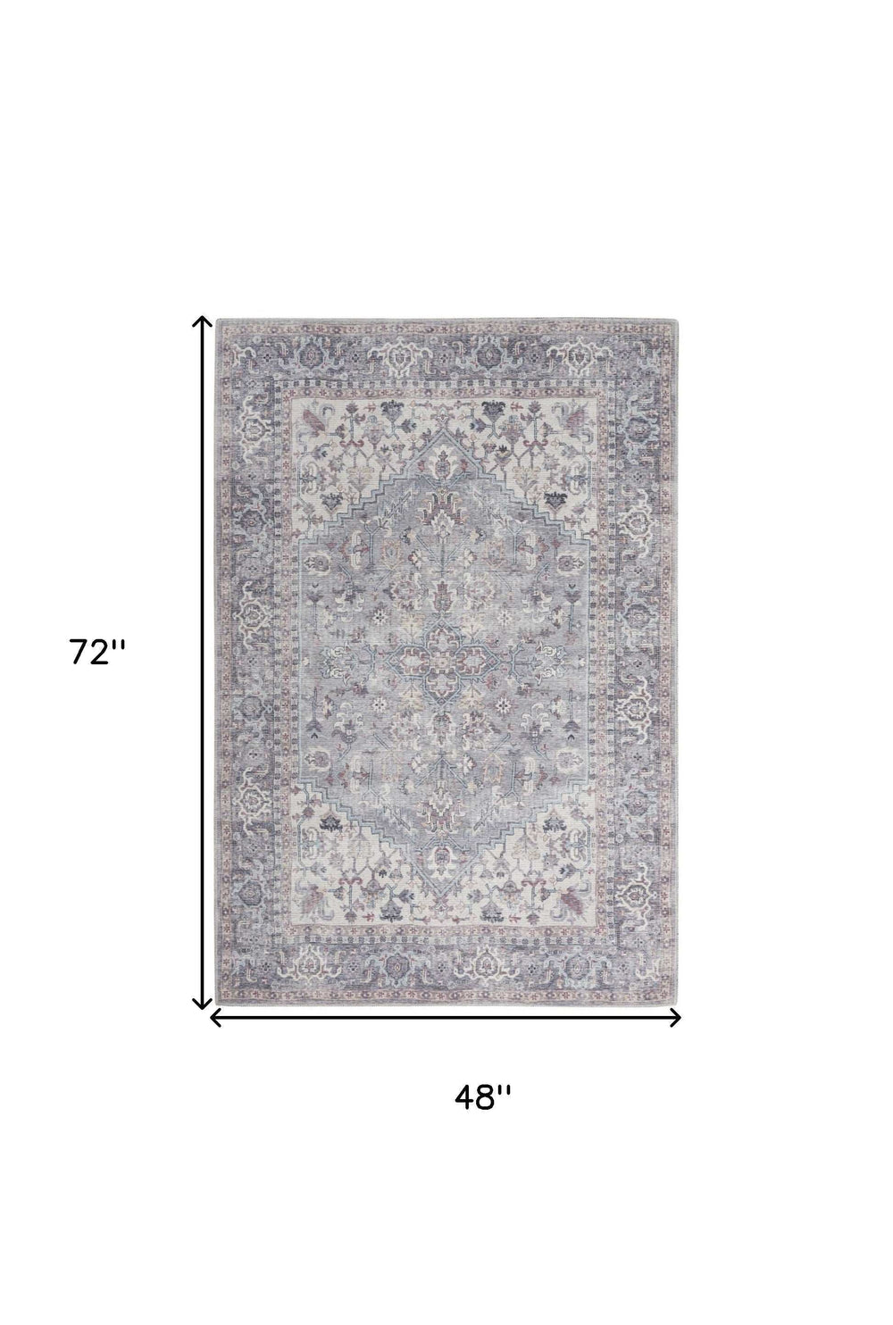 4' X 6' Grey Oriental Power Loom Distressed Washable Area Rug - Homeroots - Flyclothing LLC