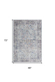 4' X 6' Light Grey And Blue Oriental Power Loom Distressed Washable Area Rug - Homeroots - Flyclothing LLC