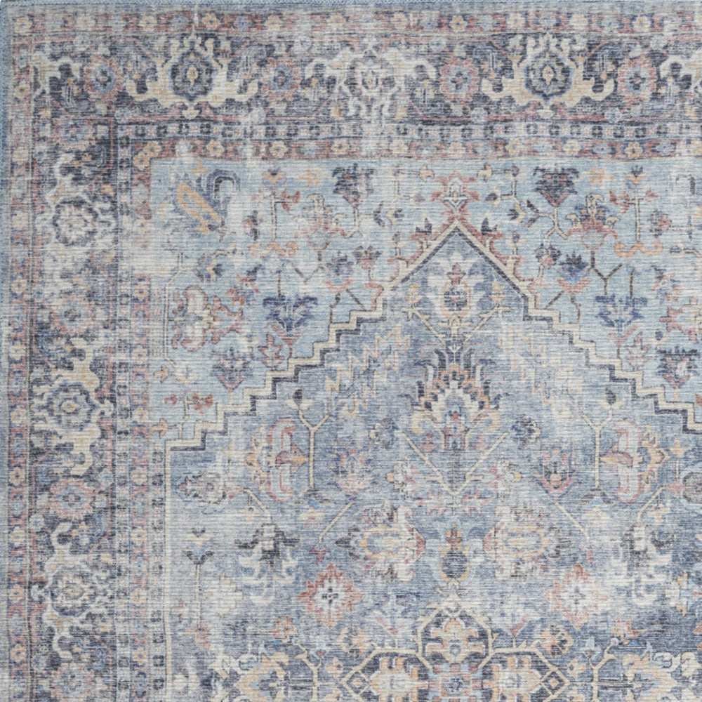 4' X 6' Light Grey And Blue Oriental Power Loom Distressed Washable Area Rug - Homeroots - Flyclothing LLC