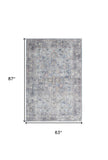 5' X 7' Light Grey And Blue Oriental Power Loom Distressed Washable Area Rug - Homeroots - Flyclothing LLC