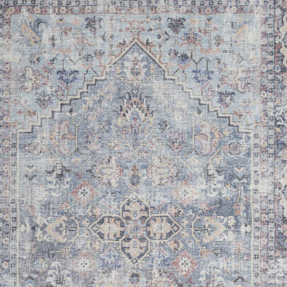 5' X 7' Light Grey And Blue Oriental Power Loom Distressed Washable Area Rug - Homeroots - Flyclothing LLC