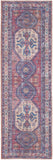 2' X 6' Red And Navy Oriental Power Loom Distressed Washable Runner Rug - Homeroots - Flyclothing LLC