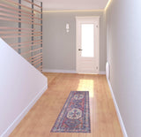 2' X 6' Red And Navy Oriental Power Loom Distressed Washable Runner Rug - Homeroots - Flyclothing LLC