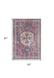 5' X 7' Red And Navy Southwestern Power Loom Distressed Washable Area Rug - Homeroots - Flyclothing LLC