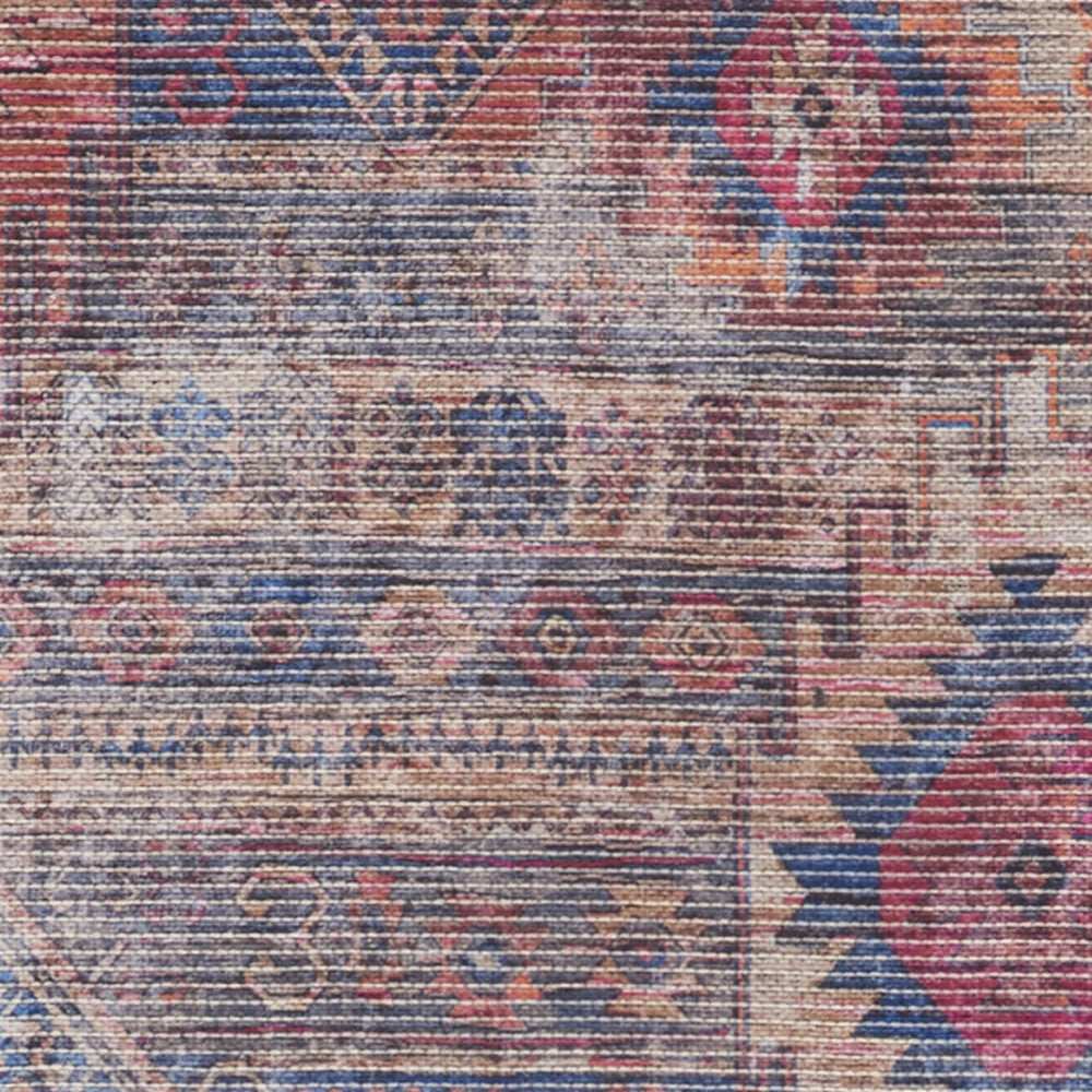 2' X 6' Red And Blue Southwestern Power Loom Distressed Washable Runner Rug - Homeroots - Flyclothing LLC